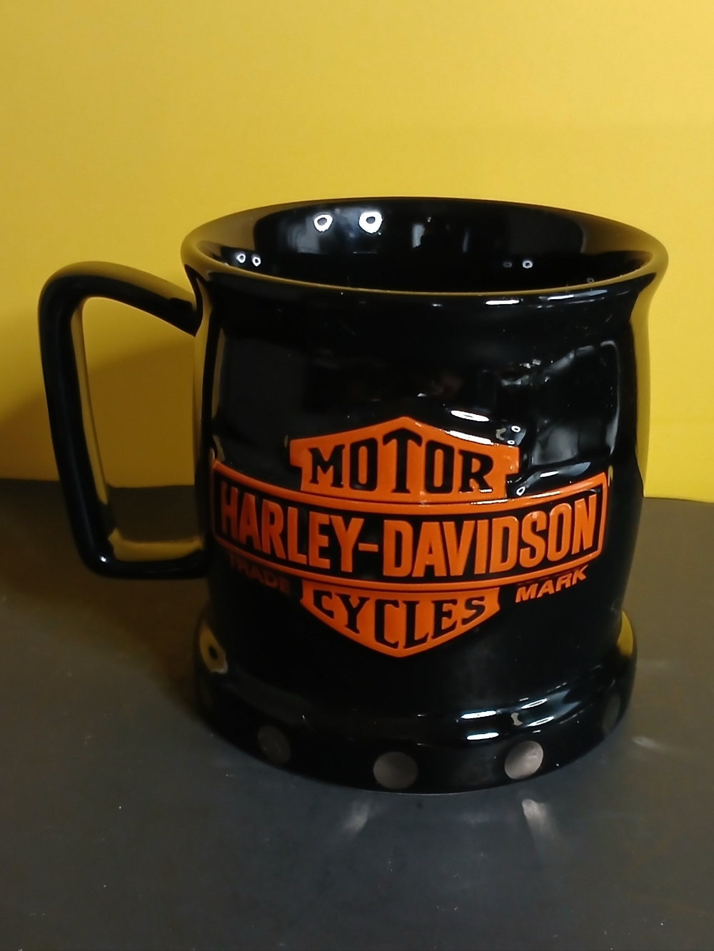 Harley-Davidson Black Mug with Orange Bar & Shield Logo